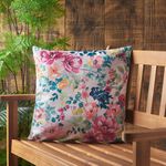 Indoor Outdoor Floral Stripe White Cushion 