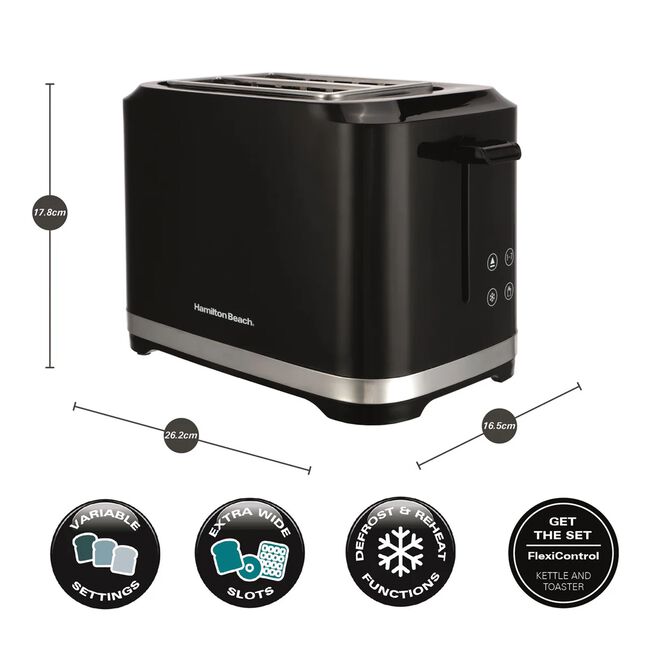 Hamilton Beach Flexicontrol 2 Slice Black Toaster