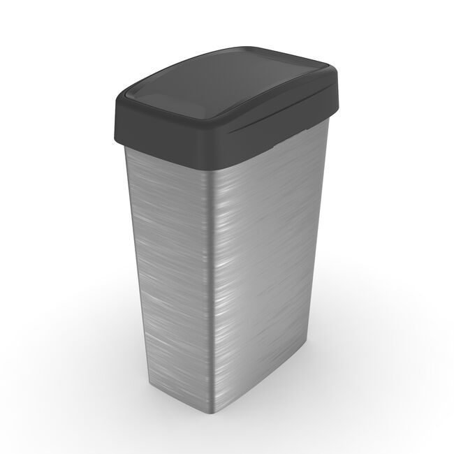 50L EZY STORAGE SILVER RECTANGLE SLIM SWING LID Bin