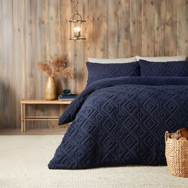 SINGLE DUVET COVER Fusion Geo Fleece Navy