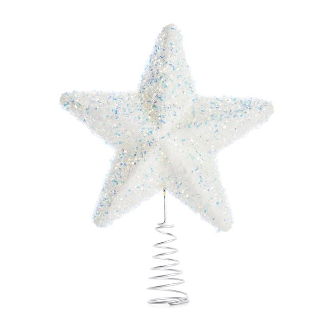 White Glitter 25cm Tree Topper
