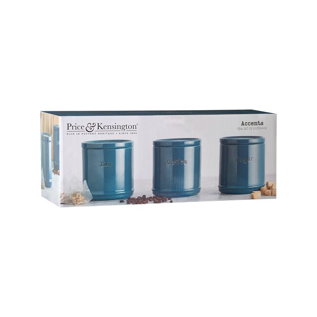 Price & Kensington Set Of 3 Canisters - Teal