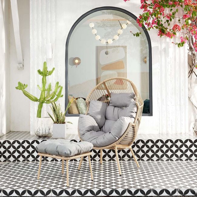 Aventino Luxury Rattan Lounging Chair With Stool