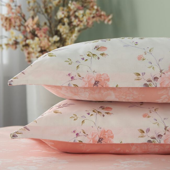 Harriet Oxford Pillowcase Pair - Peach
