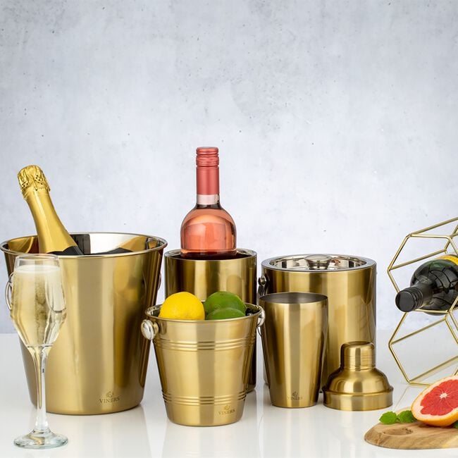 Viners Barware 1.5L Gold Double Wall Ice Bucket
