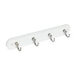 4 Round Hook Wooden Coat Rack White