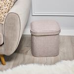 OVAL LINEN FOLDABLE SMALL Stone Ottoman