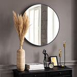 Cannes Black Round Mirror 80cm