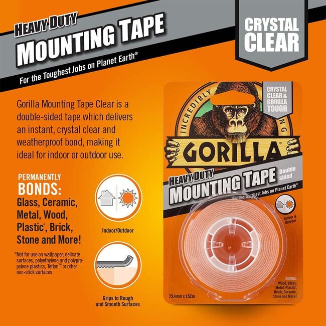 Gorilla Clear Mounting Double Sided Tape 1.5m