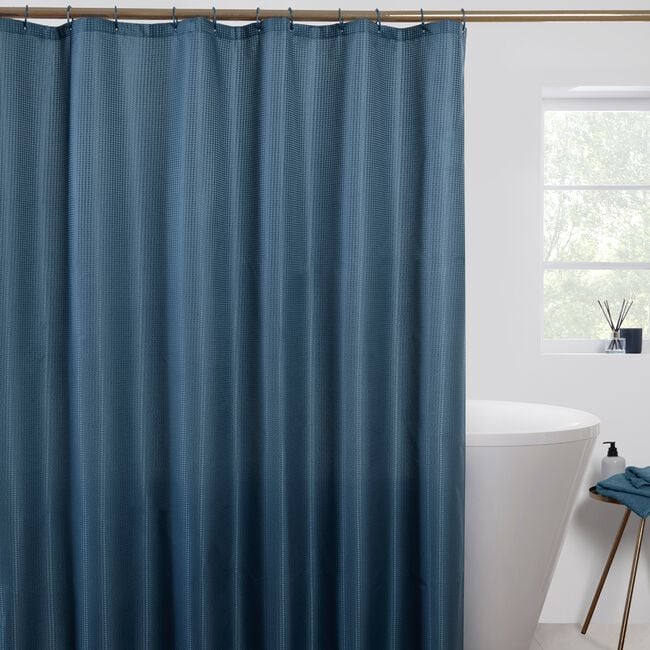 Waffle Shower Curtain - Navy
