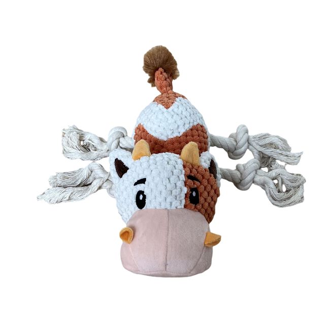 Cow Plush & Rope Dog Toy