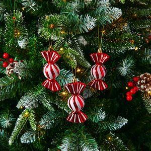 Candy Cane Stripe Tree Decoration 6 Pack