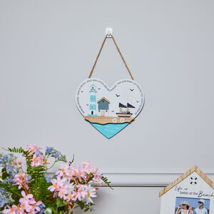 Seaside Wooden Plaque Heart