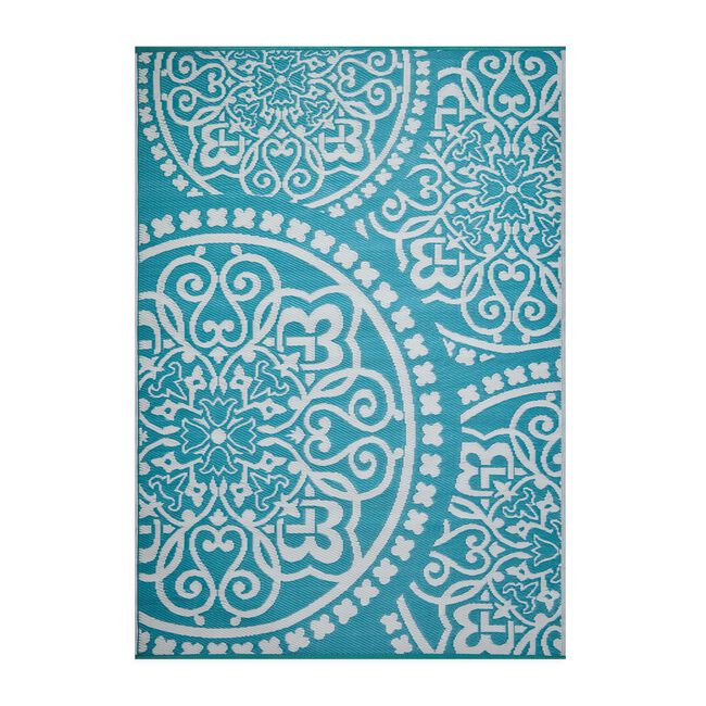 Mosaic Tile Outdoor Rug 150cm x 210cm - Duck Egg