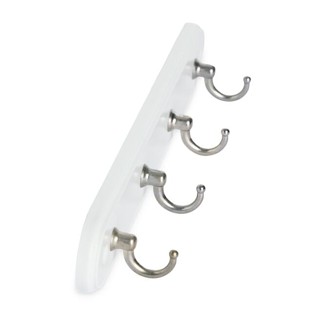 4 Round Hook White Wooden Board