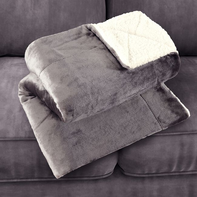NICOLE DAY MINK SHERPA GREY 130x170cm Throw