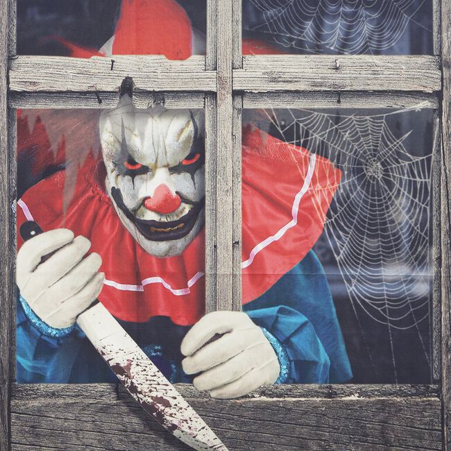 1.2m Clown With Knife In Window Print