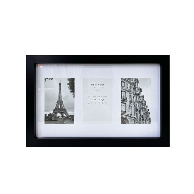 NEW YORK 4X6 3 WINDOW BLACK Photo Frame