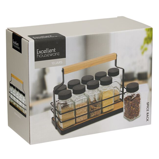 Excellent Houseware Spice Rack 10 Piece Jar Set
