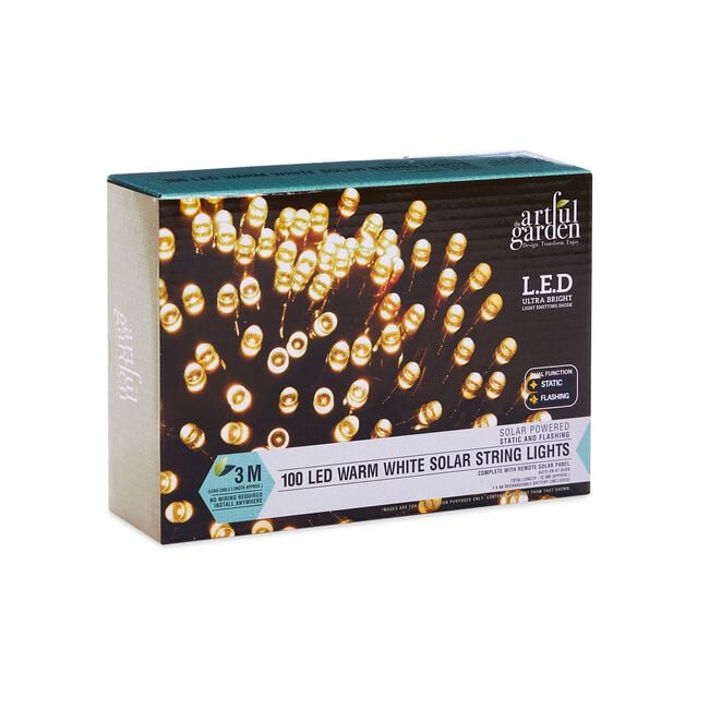 100 LED Warm White Garden Solar String Lights