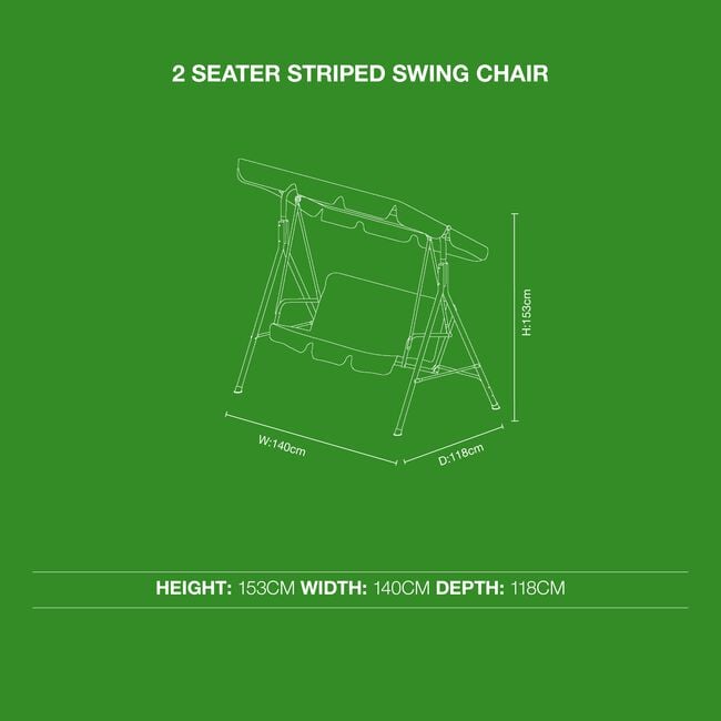 Striped 2 Seater Swing Chair