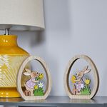 Wooden Egg Rabbit Scene 15cm