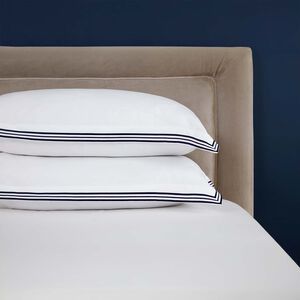 Oxford Pillowcase Pair Tripoint Border Navy 500TC