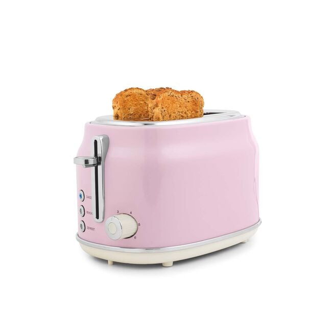 SALTER RETRO PINK CURVED BODY 2 Slice Toaster