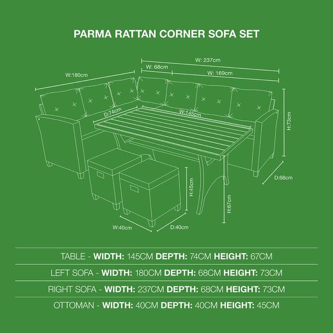 Parma Rattan Corner Sofa Set