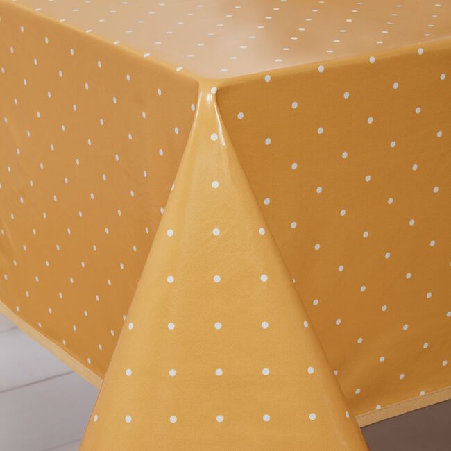 Dotty Ochre PVC Tablecloth 160cm x 230cm