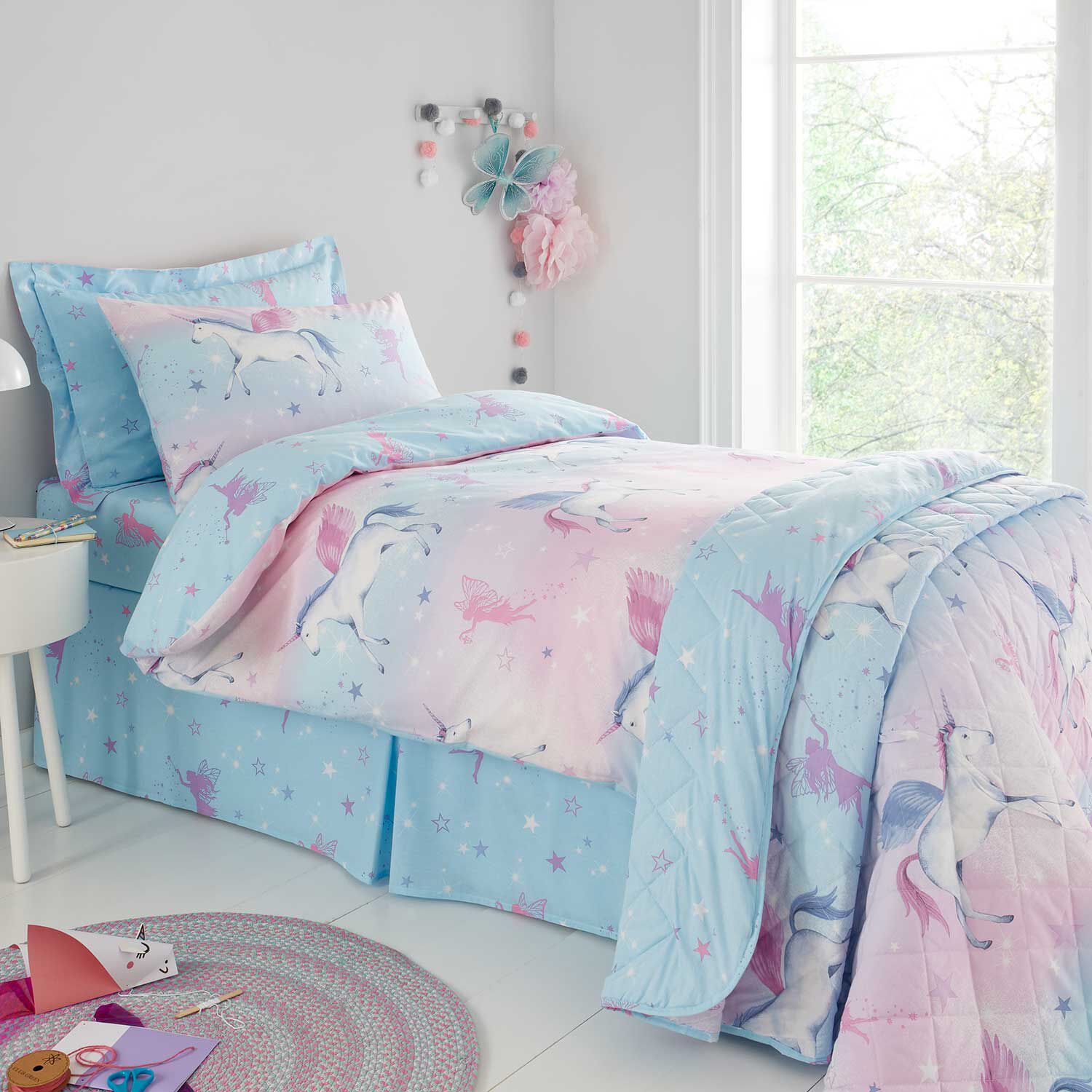 Unicorn bedding with matching curtains sale