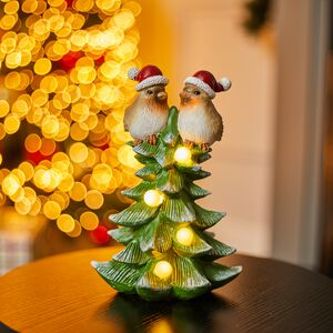 Light Up Christmas Tree With Robins