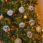 Snowy Pine Cones Tree Decorations - 12 Pack