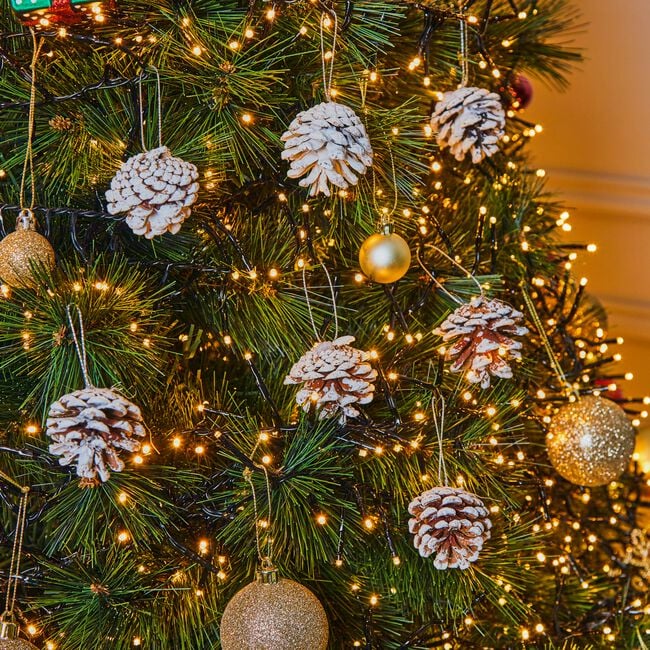 Snowy Pine Cones Tree Decorations - 12 Pack