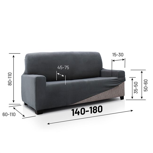 REGAL MILLS EASYSTRETCH VELVET DARK GREY  2 Seater Sofa Cover