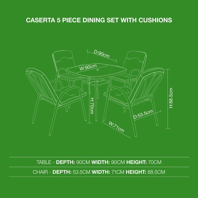 Caserta 5 Piece Dining Set With Cushions