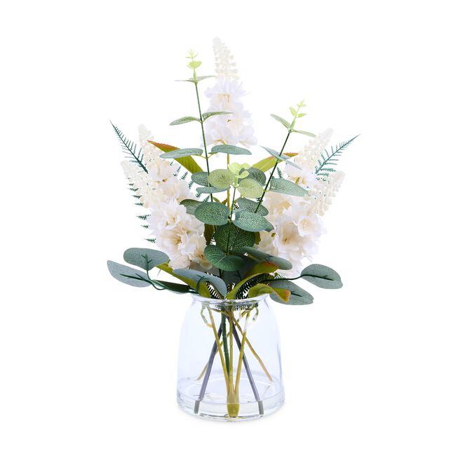 35cm Cream Floral & Eucalyptus Arrangement
