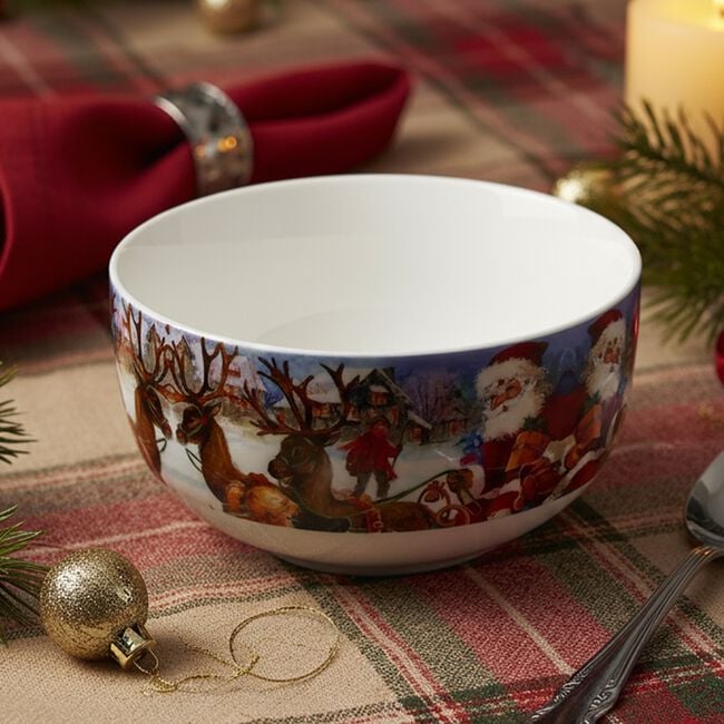 Love Christmas Santa Comes to the Village Bowl