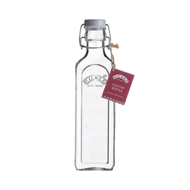KILNER SQUARE WIDE MOUTH .6L Cliptop Bottle 