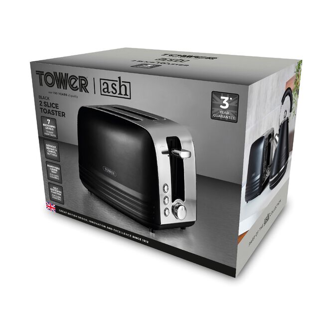 Tower Ash Black 2 Slice Toaster
