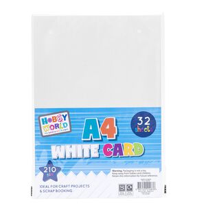 Hobby World A4 White Card - 32 Sheets