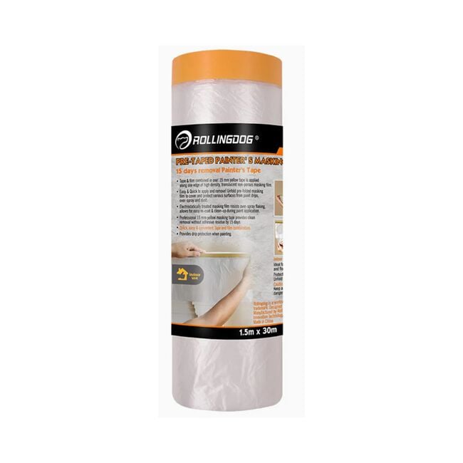 Rolling Dog Pre-Taped Painters Drop Cloths 1.5x30m