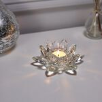 Cashel Living Silver Crystal Lotus Tealight Holder