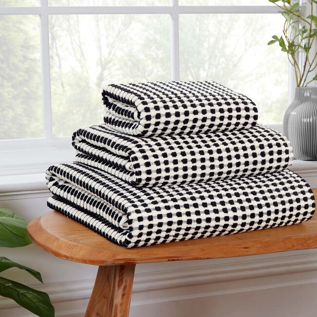 500GSM TURKISH YARN DYED WEAVE BLACK Hand Towel