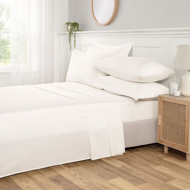 DOUBLE FLAT SHEET 400 Threadcount Bamboo/Cotton White