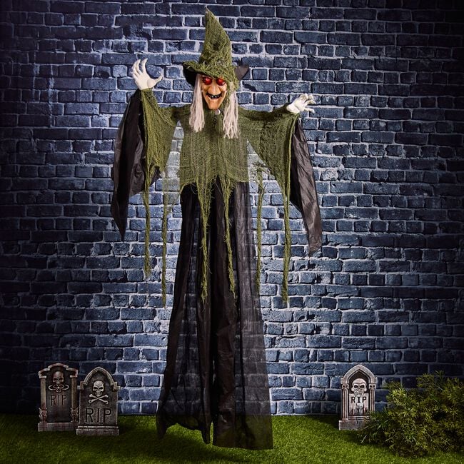 1.9M Hanging Sound Activated Laughing Green Witch