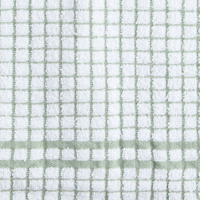 Mono Check Tea Towel 2 Pack - Sage