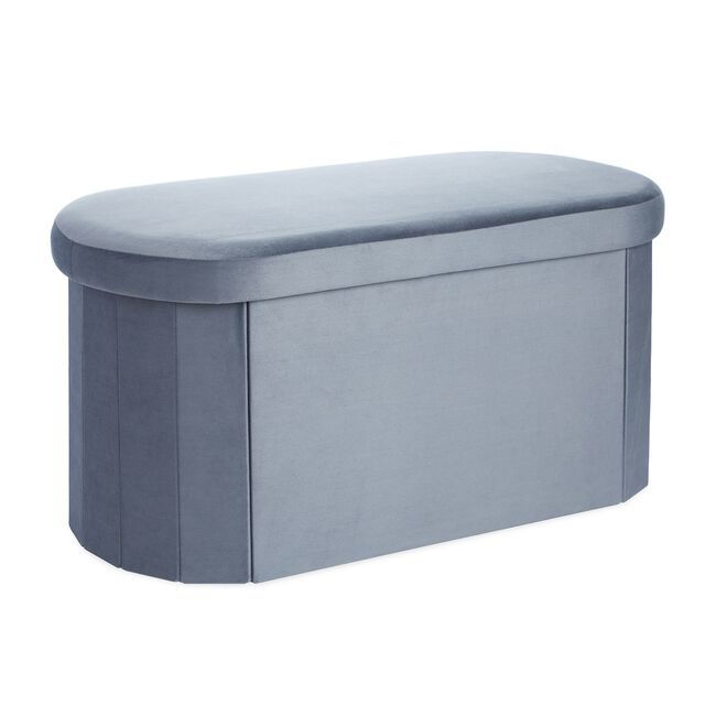 Oval Charcoal Grey Ottoman Bench