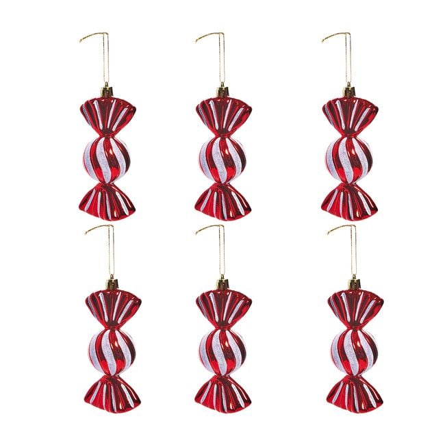 Candy Cane Stripe Tree Decoration 6 Pack