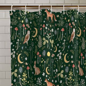 CATHERINE LANSFIELD ENCHANTED TWILIGHT FOREST GREEN Shower Curtain 